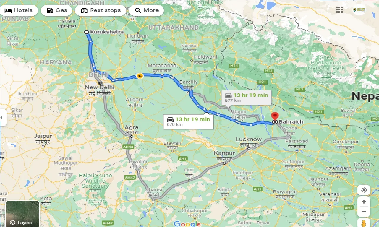 kurukshetra-to-bahraich-taxi