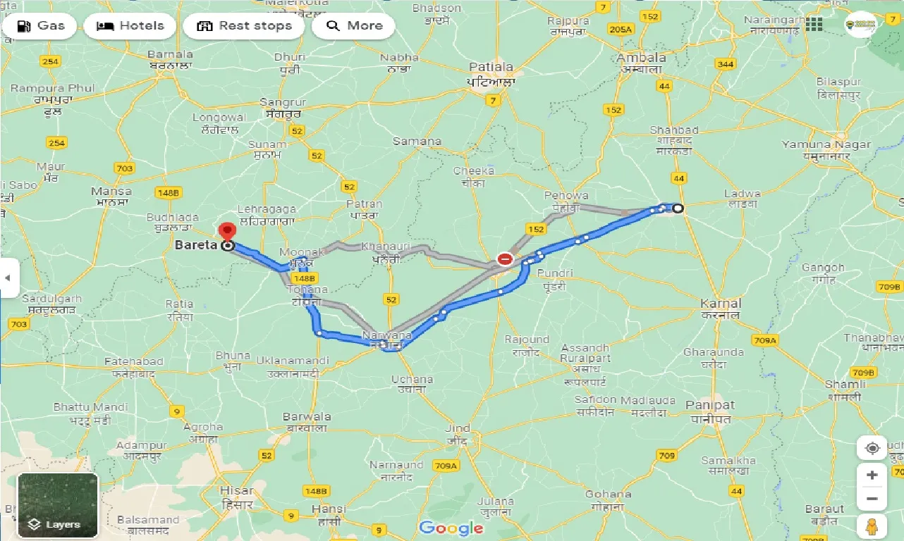 kurukshetra-to-bareta-one-way