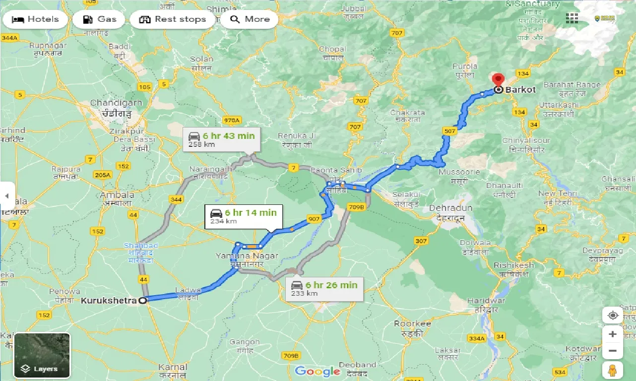 kurukshetra-to-barkot-one-way