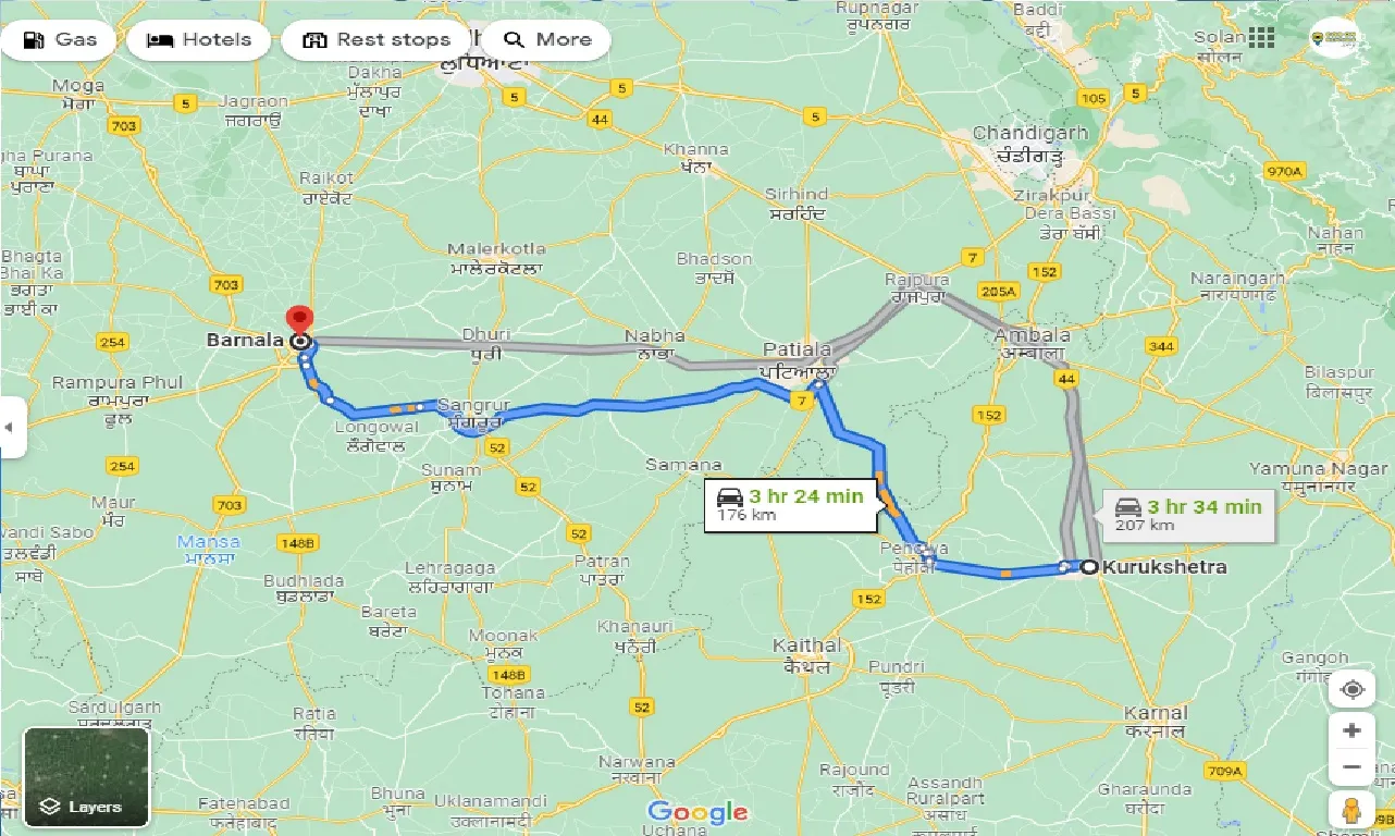 kurukshetra-to-barnala-one-way