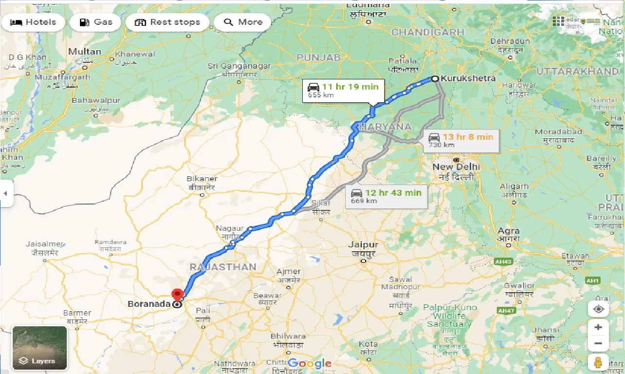 kurukshetra-to-boranada-one-way