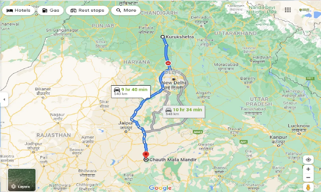 kurukshetra-to-chauth-ka-barwara-one-way