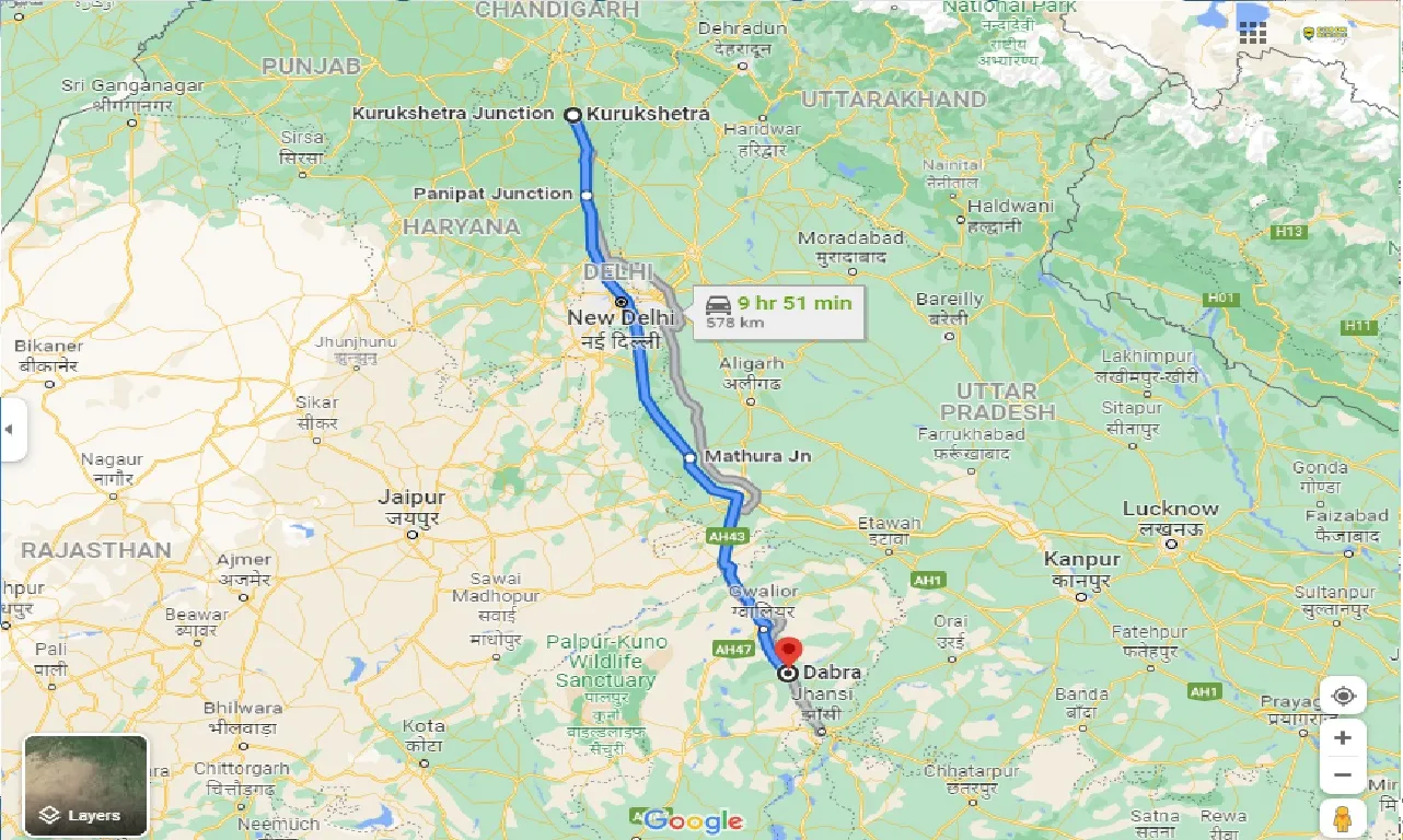 kurukshetra-to-dabra-one-way