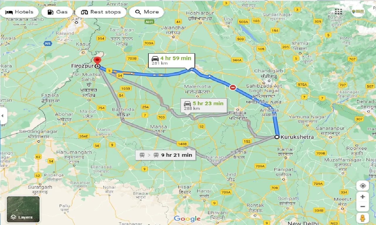 kurukshetra-to-firozpur-one-way