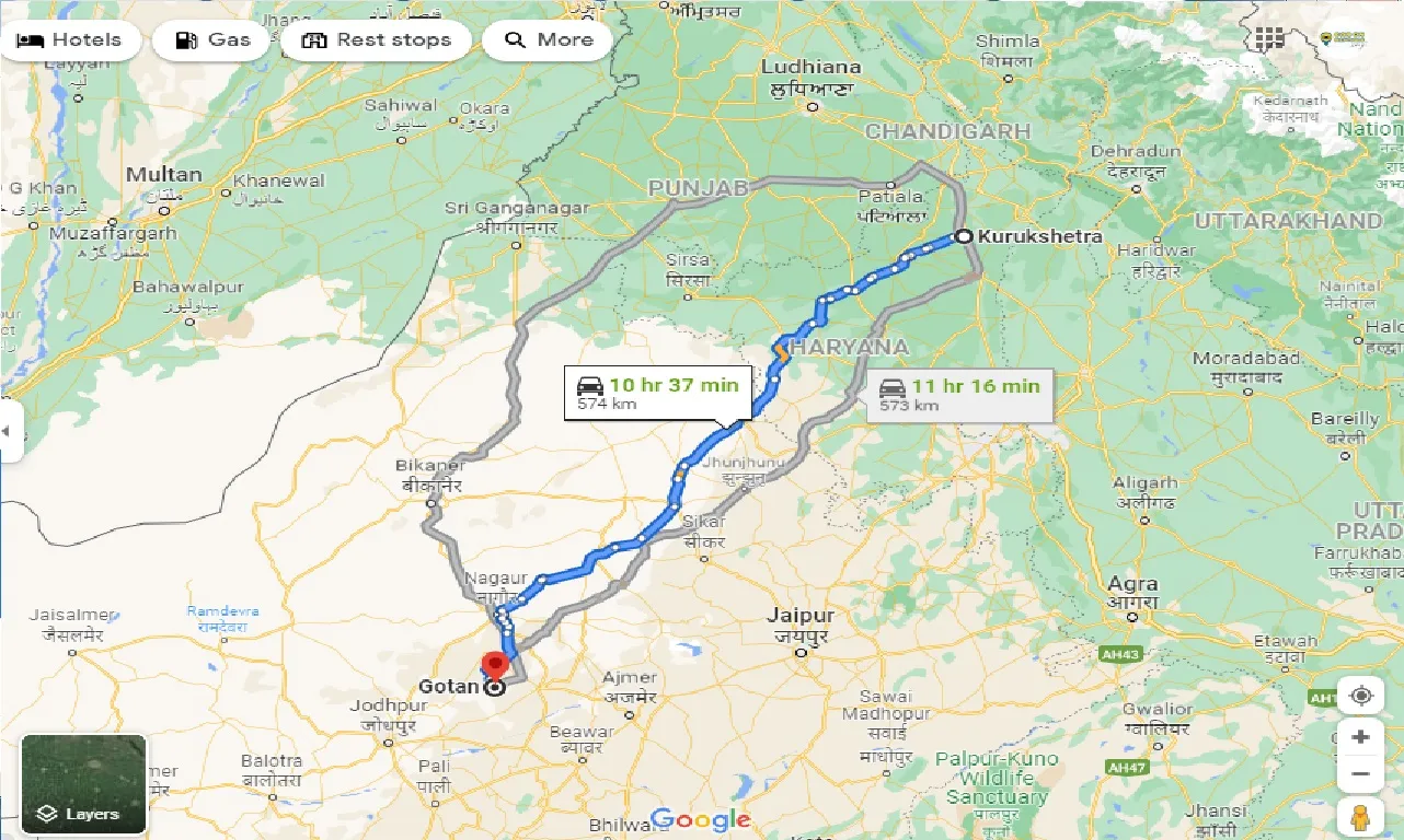 kurukshetra-to-gotan-one-way