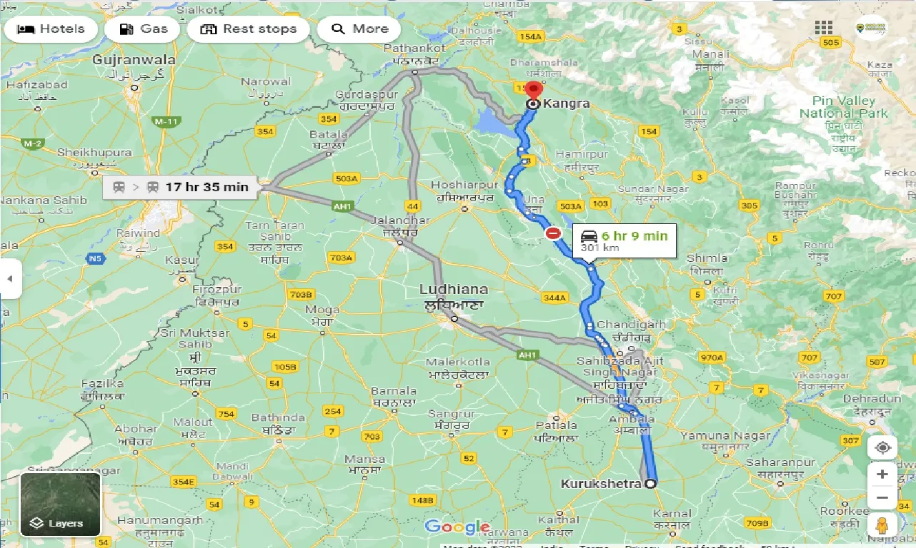 kurukshetra-to-kangra-one-way