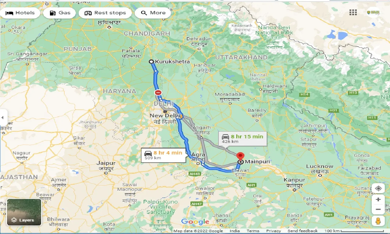 kurukshetra-to-mainpuri-taxi
