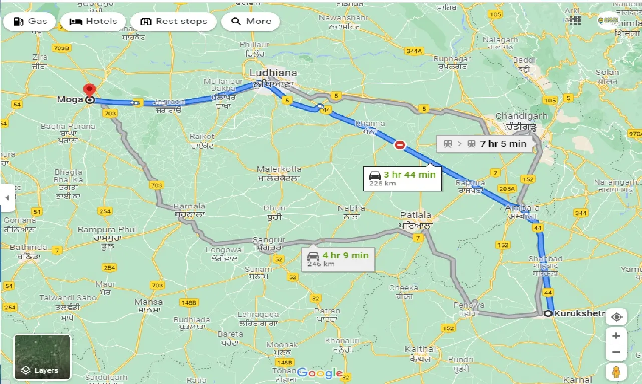 kurukshetra-to-moga-one-way