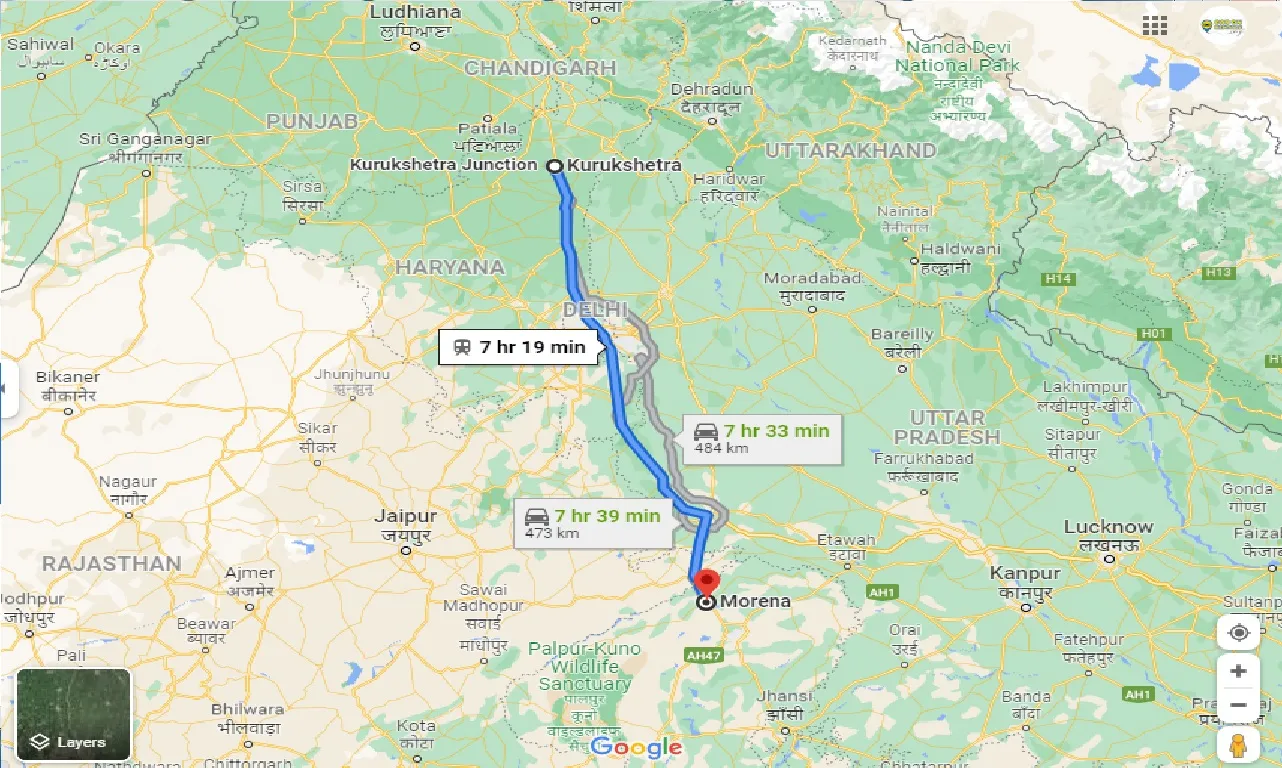 kurukshetra-to-morena-one-way