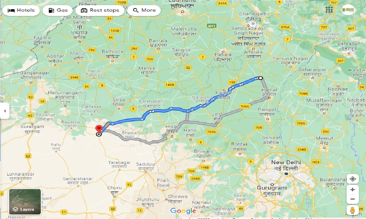 kurukshetra-to-nohar-one-way