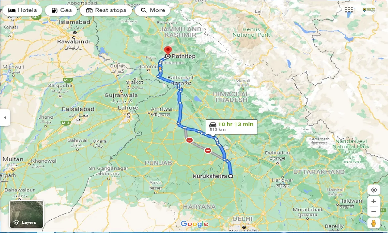 kurukshetra-to-patnitop-one-way