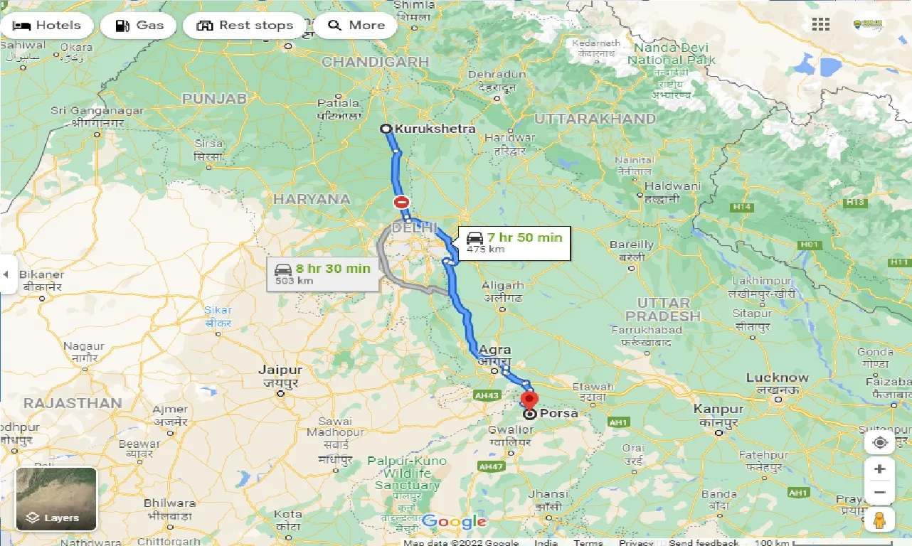 kurukshetra-to-porsa-one-way