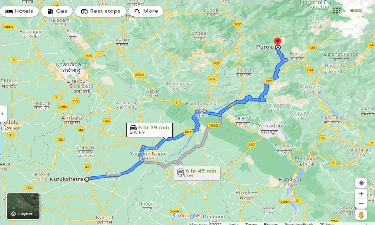kurukshetra-to-purola-one-way