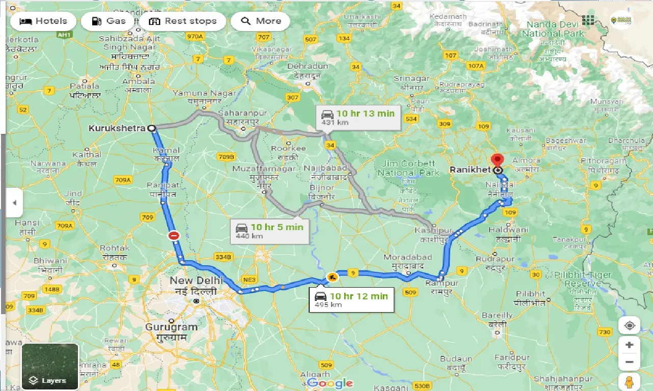 kurukshetra-to-ranikhet-one-way