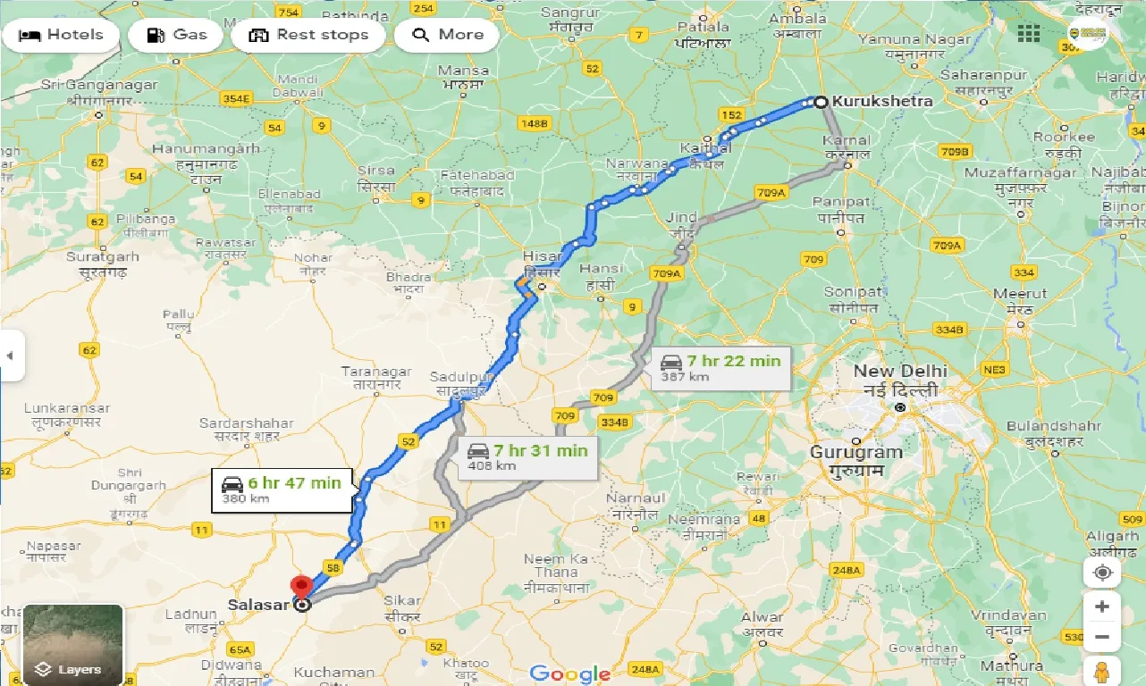 kurukshetra-to-salasar-one-way