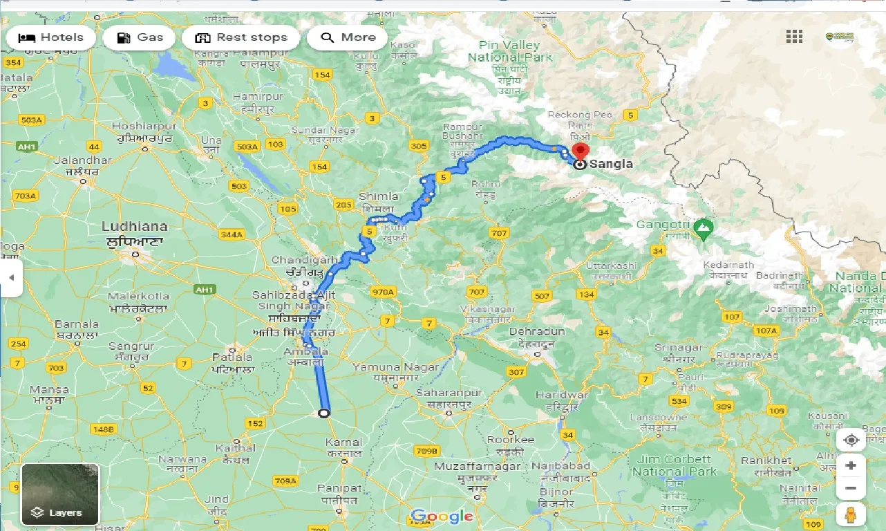 kurukshetra-to-sangla-one-way