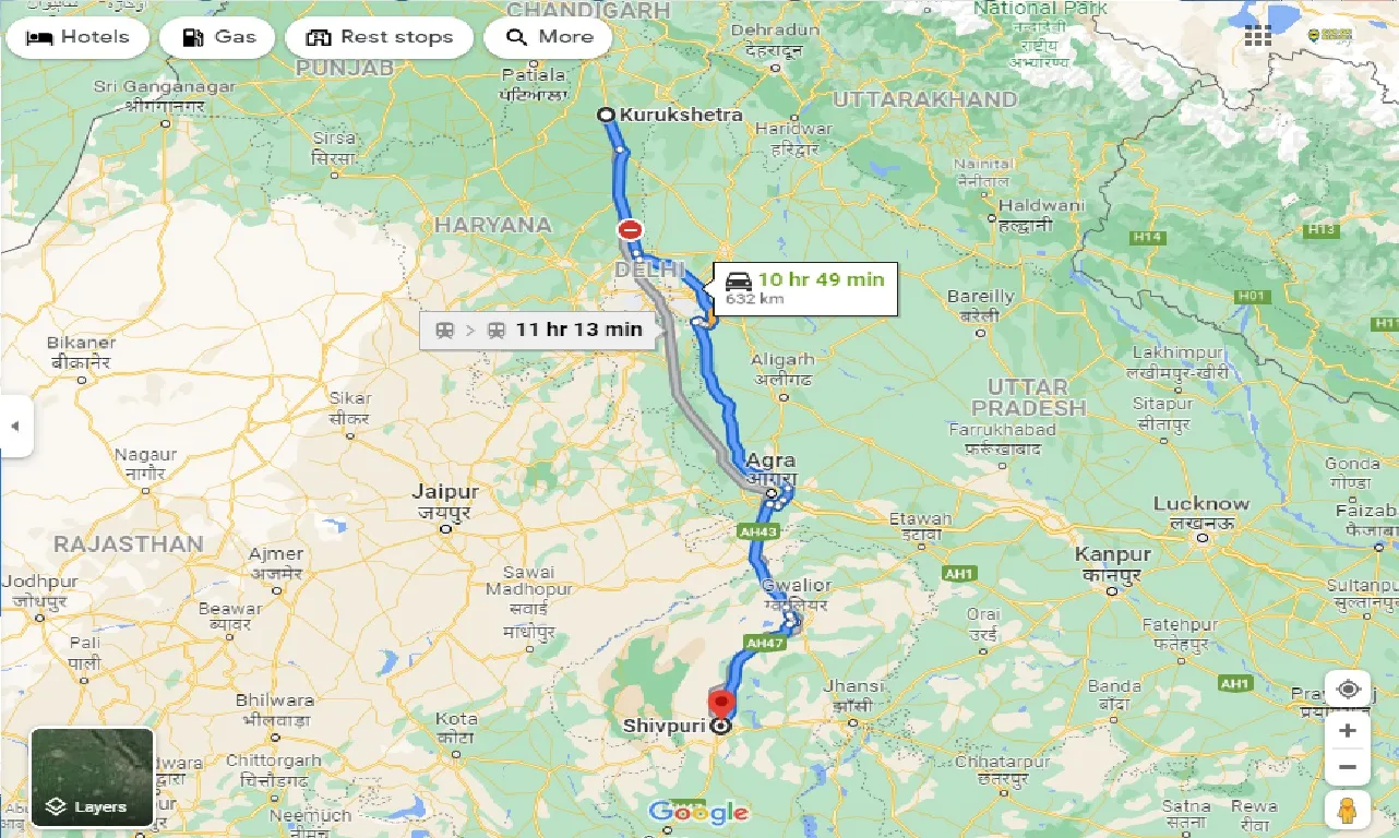 kurukshetra-to-shivpuri-taxi