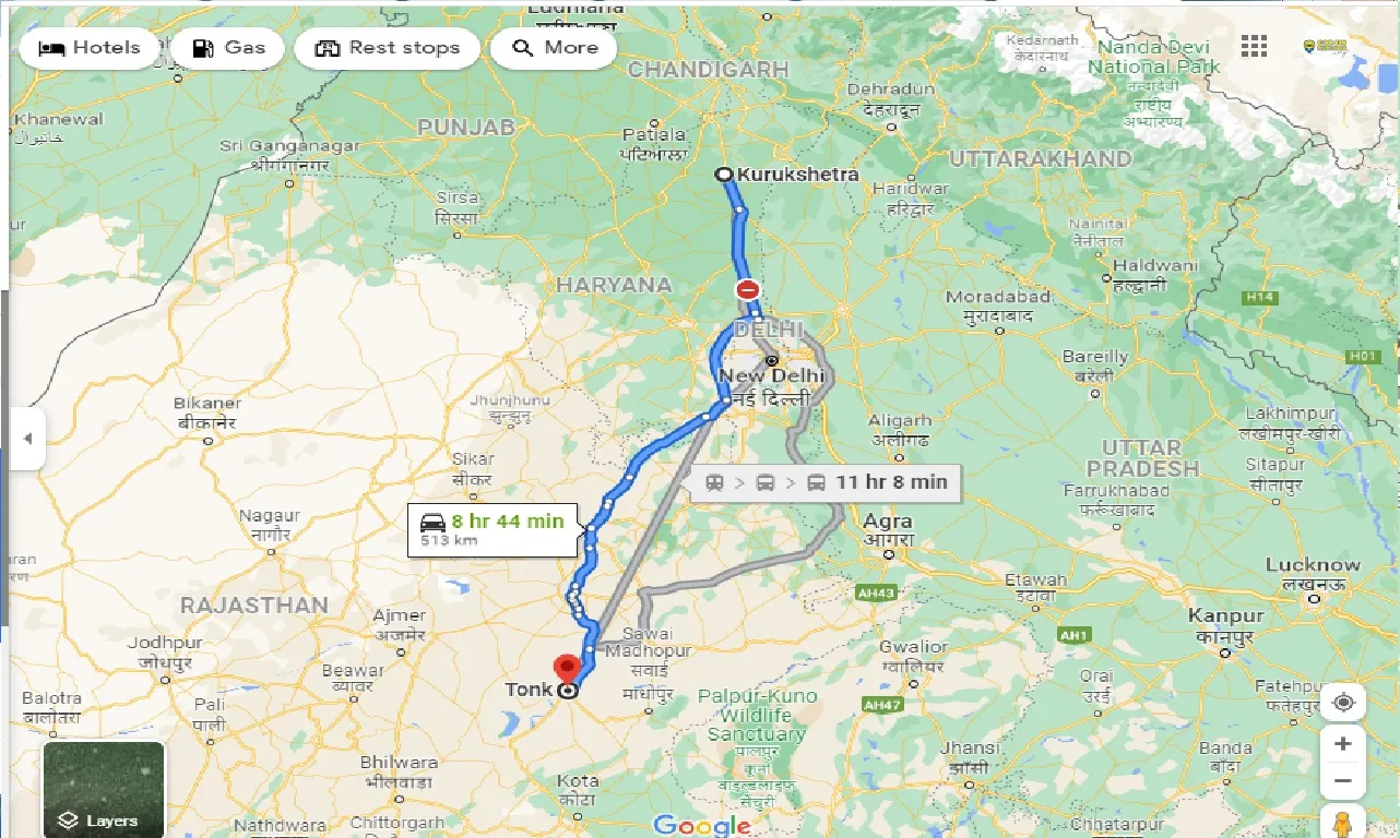 kurukshetra-to-tonk-one-way