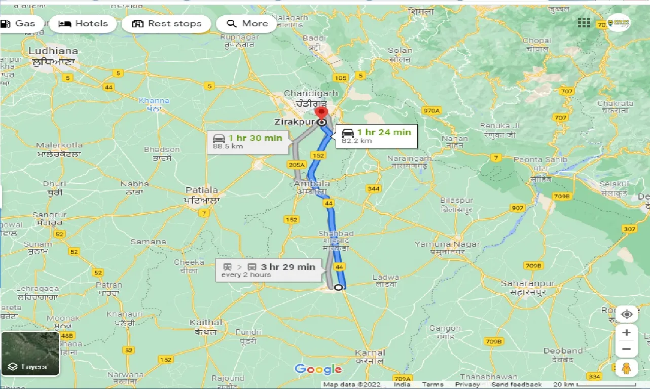 kurukshetra-to-zirakpur-one-way