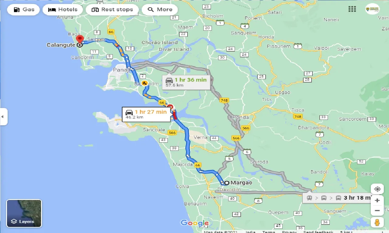 madgaon-to-calangute-round-trip