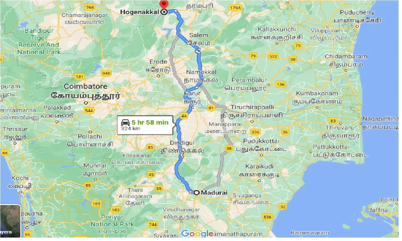 madurai-to-hogenakkal-one-way