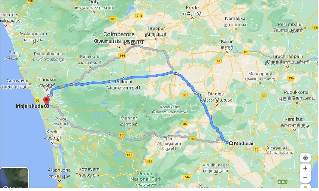 madurai-to-irinjalakuda-one-way