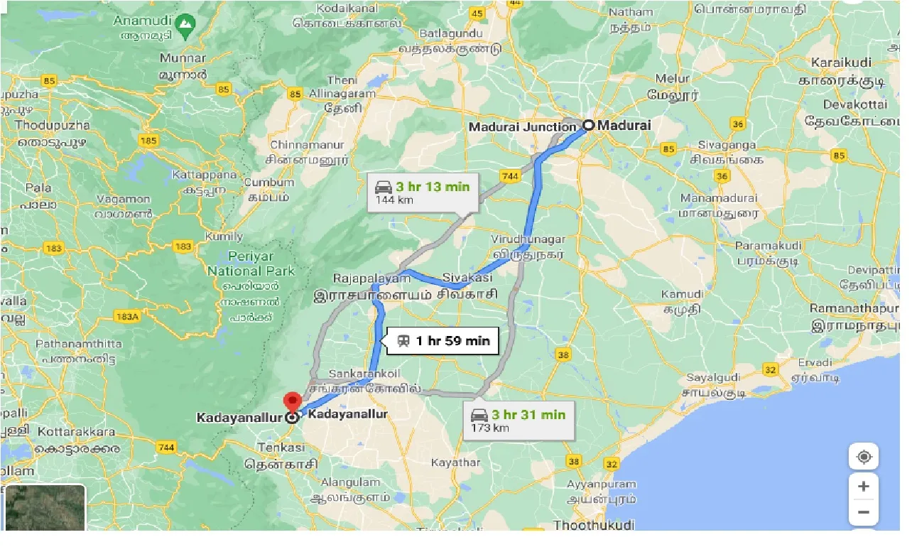 madurai-to-kadayanallur-one-way