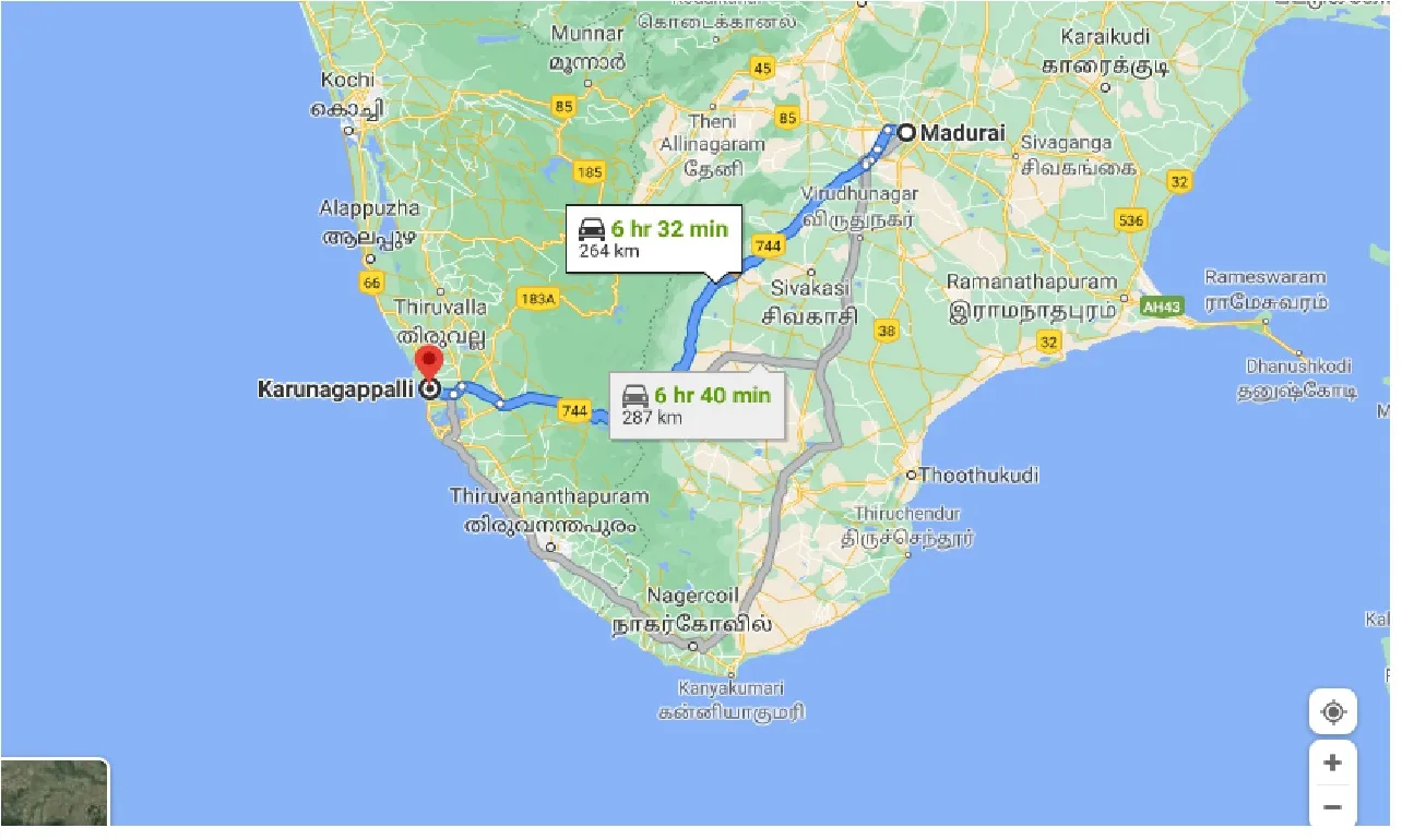 madurai-to-karunagapalli-one-way