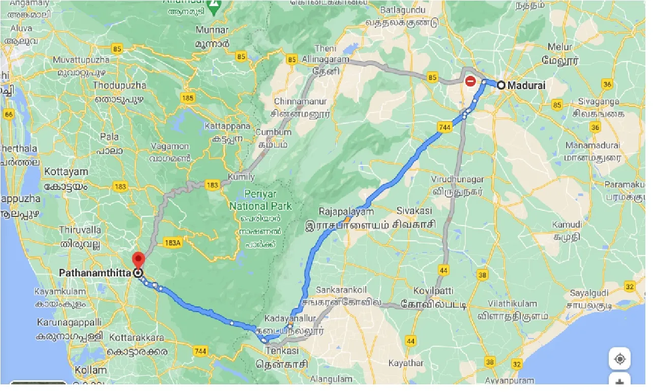 madurai-to-pathanamthitta-one-way