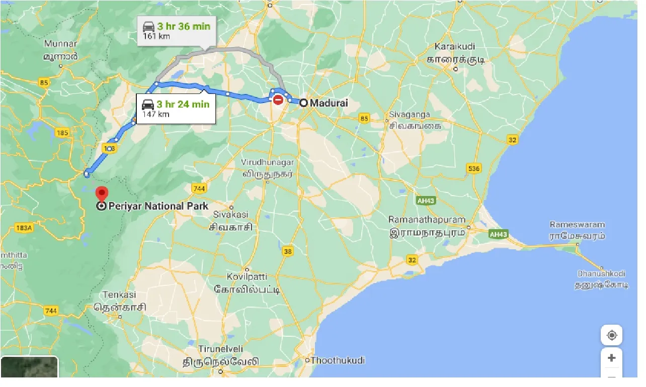 madurai-to-periyar-national-park-one-way
