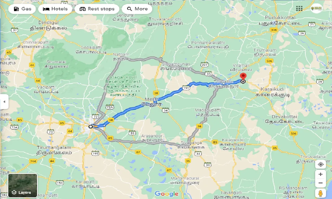 madurai-to-pillayarpatti-one-way