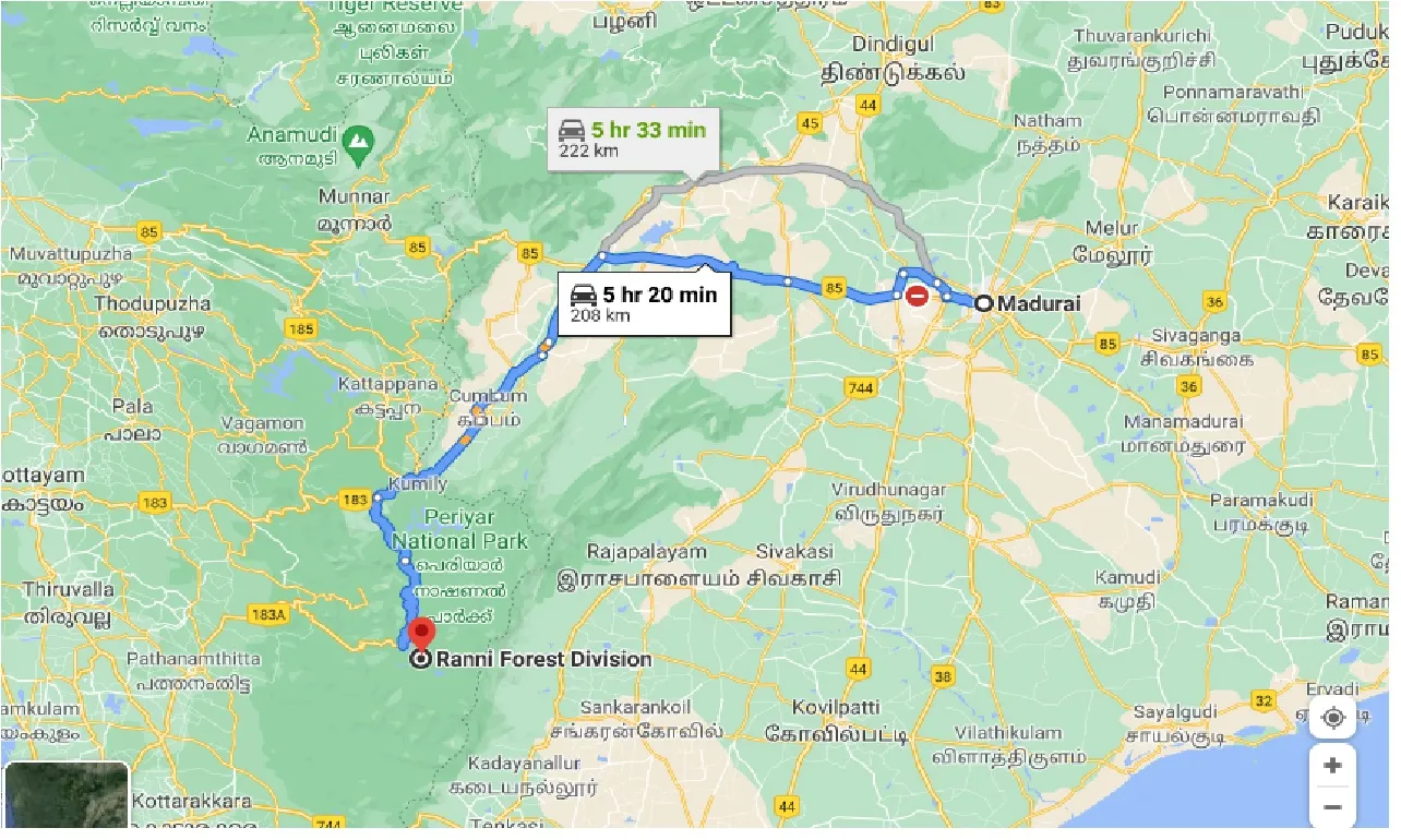 madurai-to-ranni-forest-one-way
