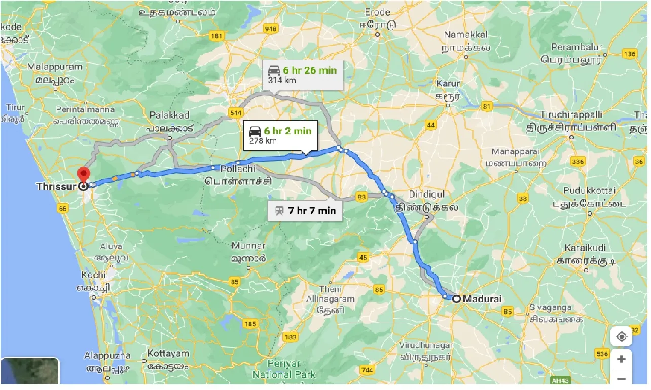 madurai-to-thrisur-one-way