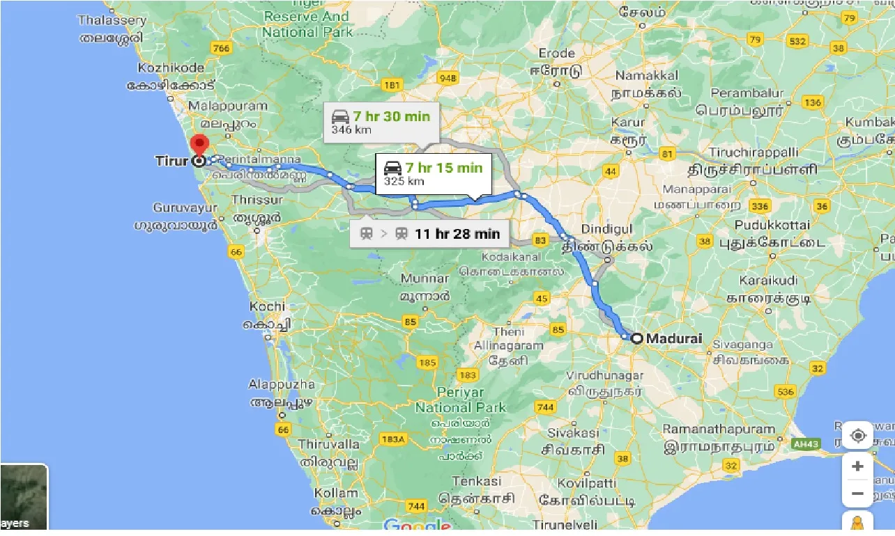 madurai-to-tirur-one-way