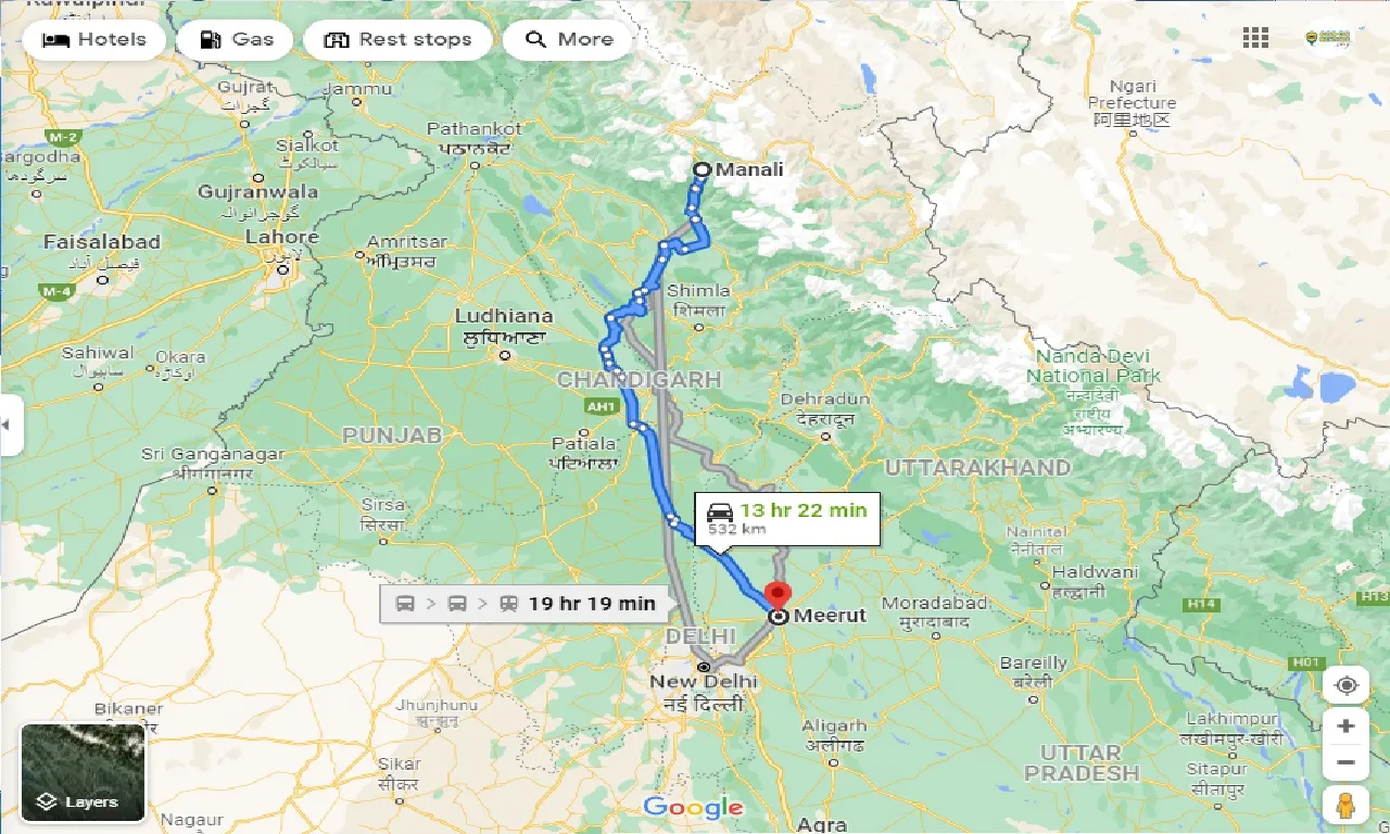 manali-to-Meerut-taxi