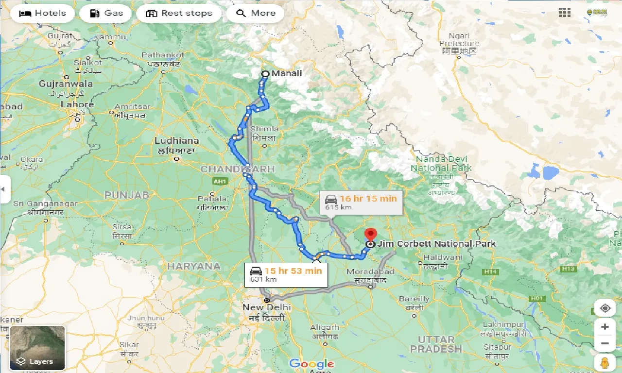 manali-to-jim-corbett-national-park-taxi