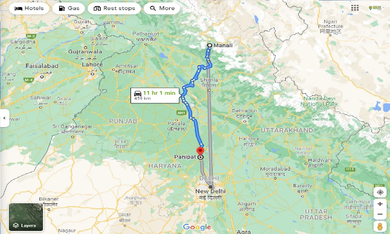 manali-to-panipat-one-way