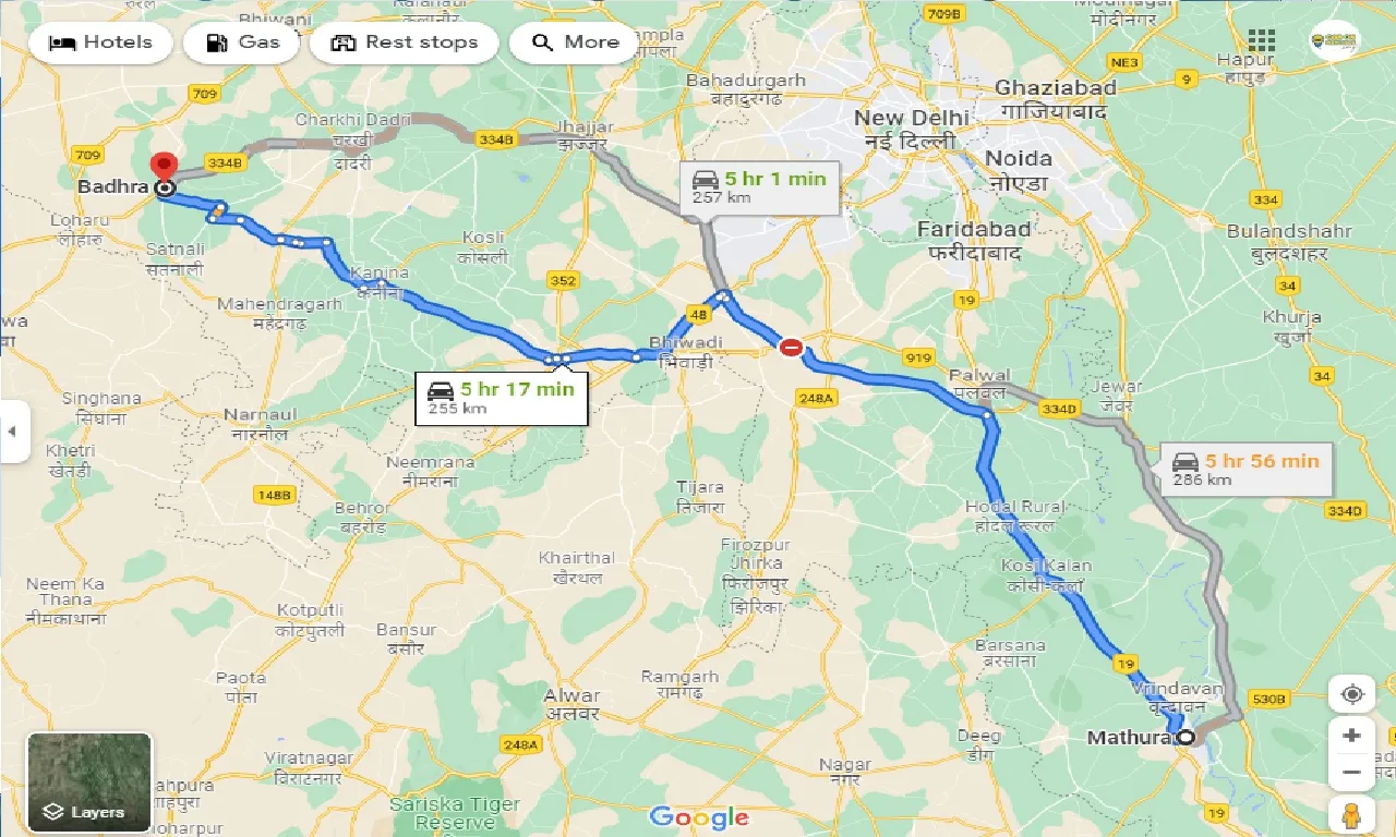 mathura-to-badhra-one-way