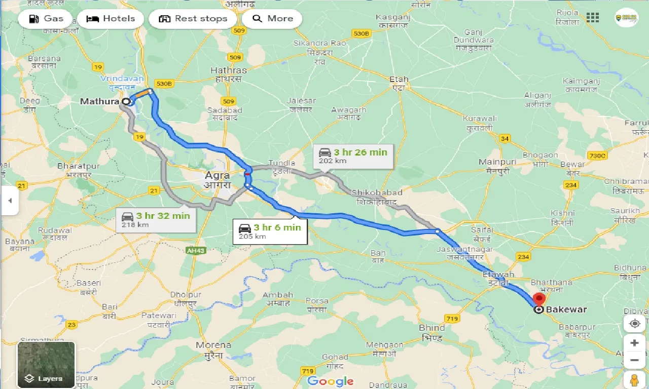 mathura-to-bakewar-one-way