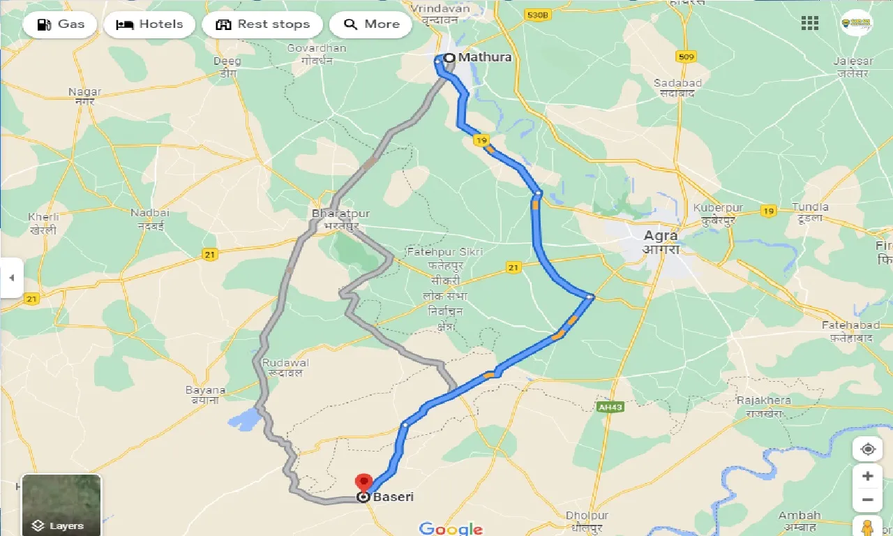 mathura-to-baseri-one-way