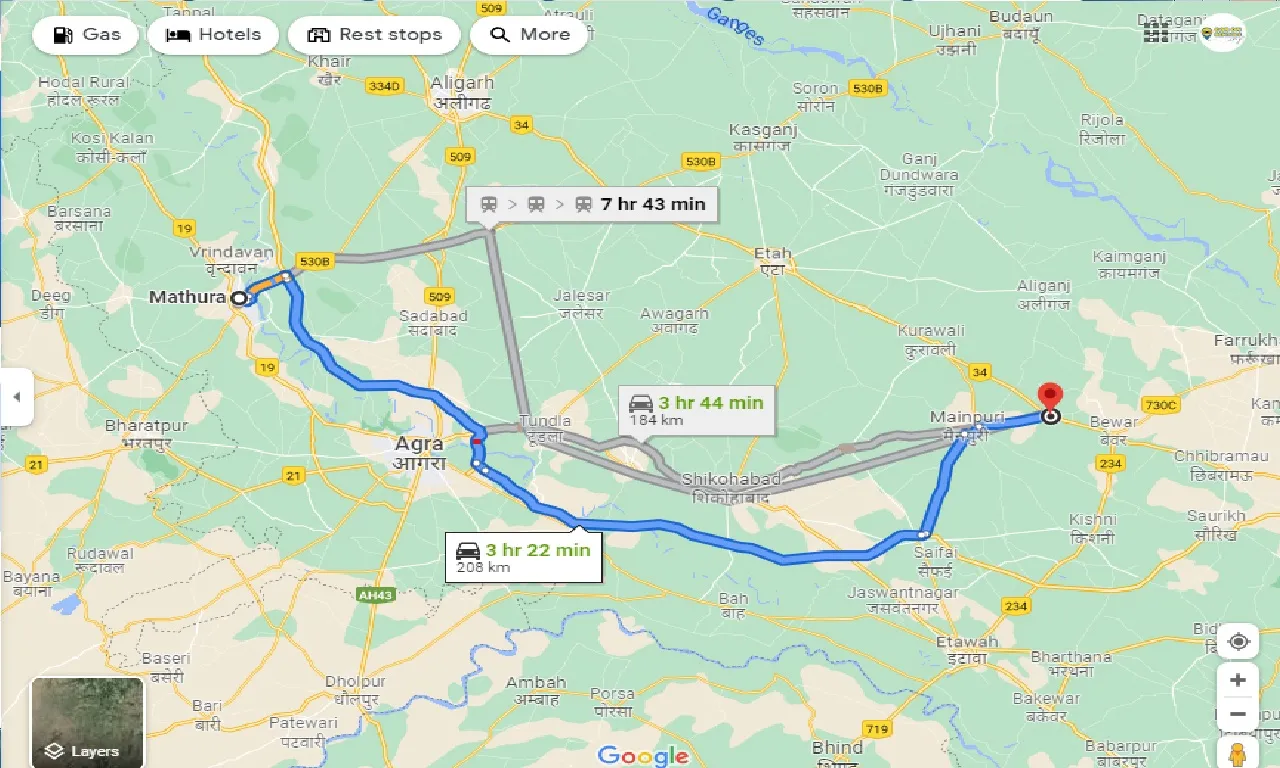 mathura-to-bhogaon-taxi
