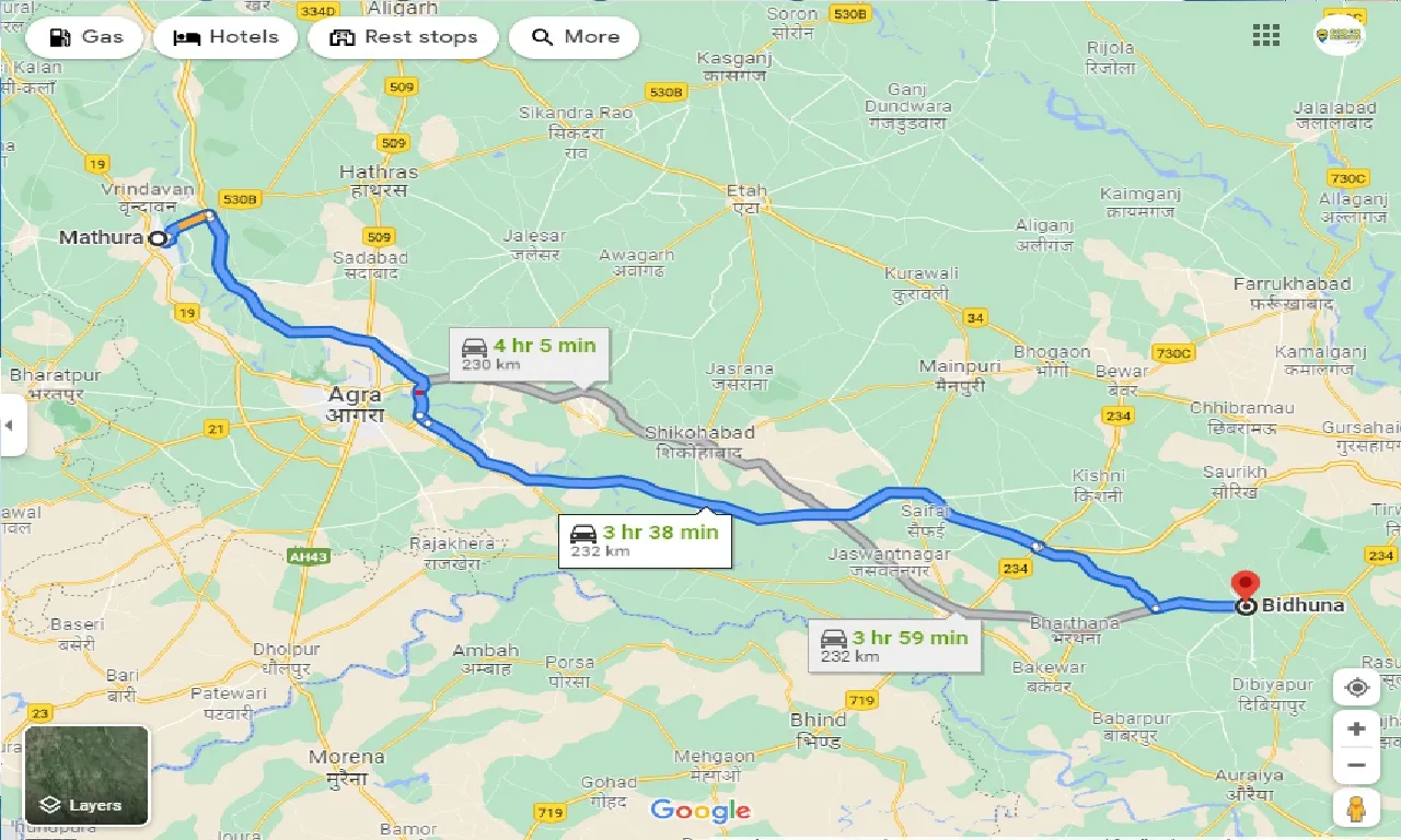 mathura-to-bidhuna-taxi