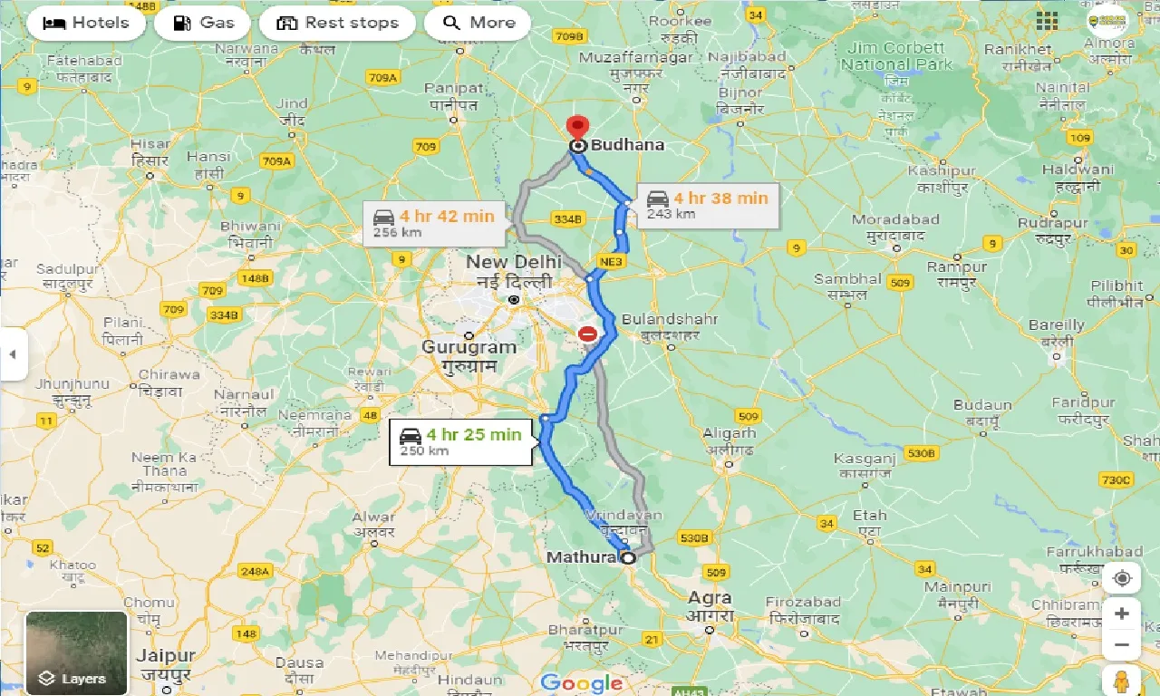 mathura-to-budhana-one-way