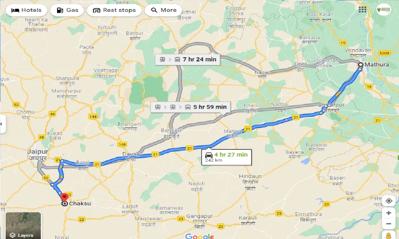 mathura-to-chaksu-one-way