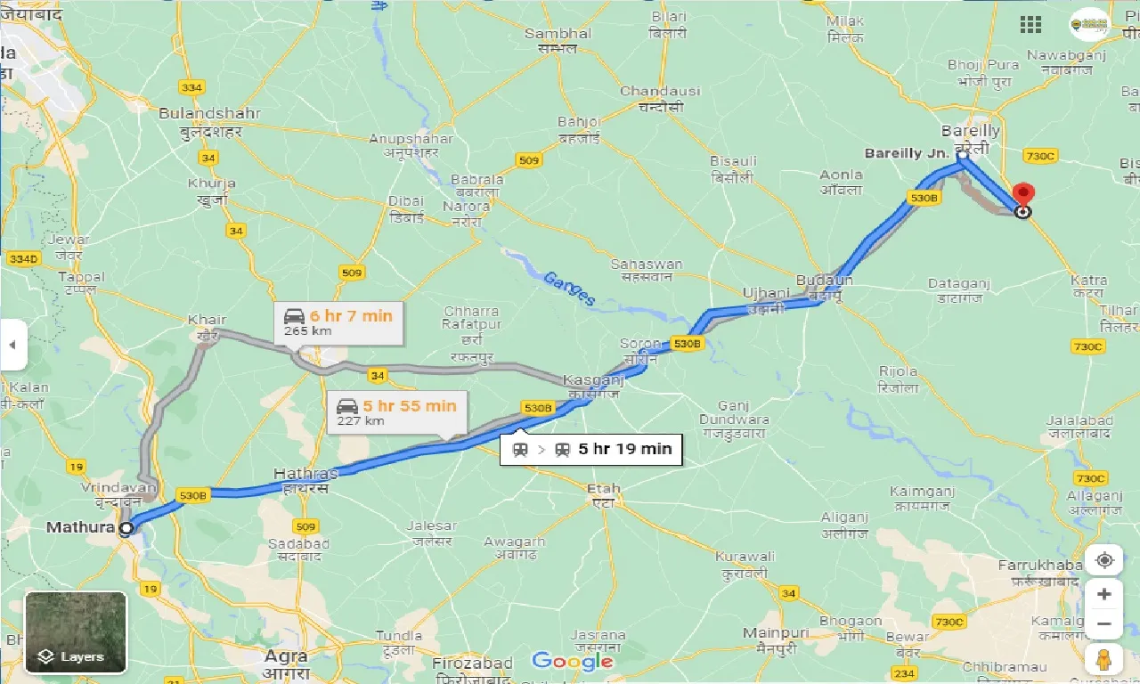 mathura-to-faridpur-one-way