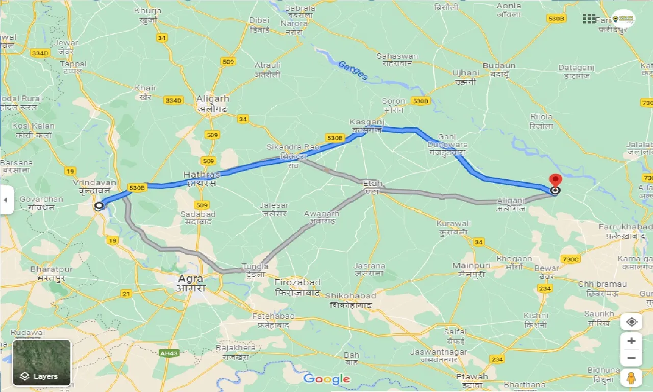 mathura-to-kaimganj-one-way