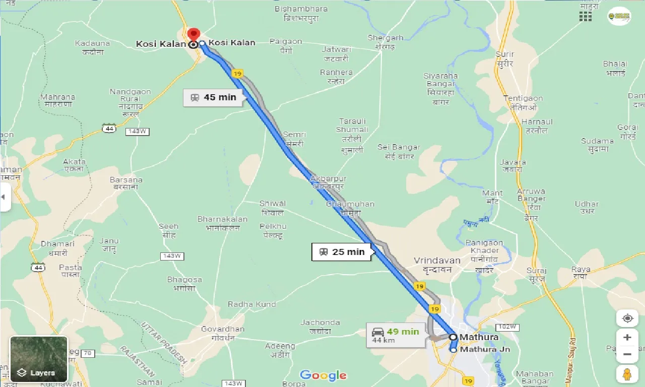mathura-to-kosi-kalan-one-way