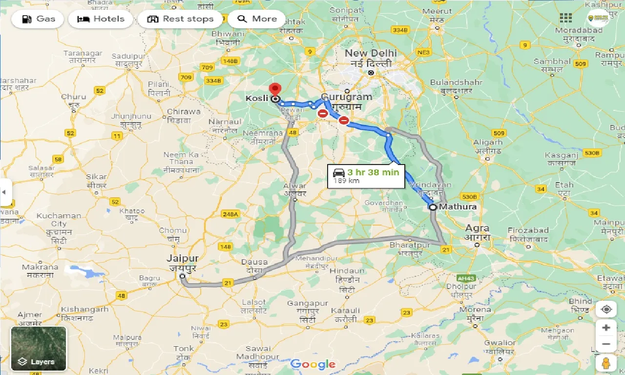 mathura-to-kosli-taxi