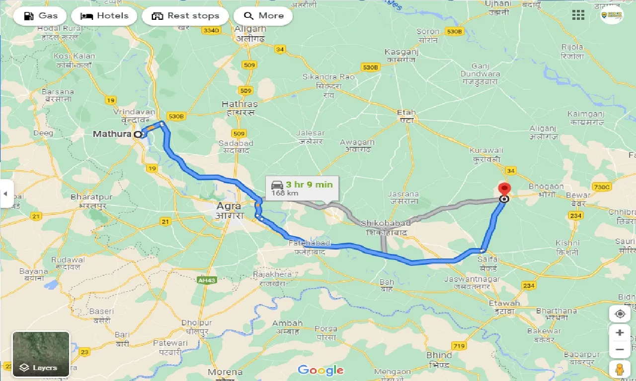 mathura-to-mainpuri-one-way