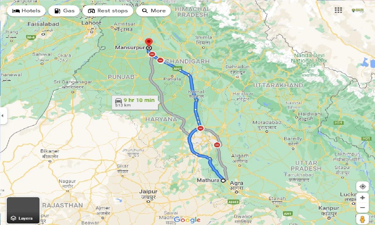 mathura-to-mansurpur-one-way